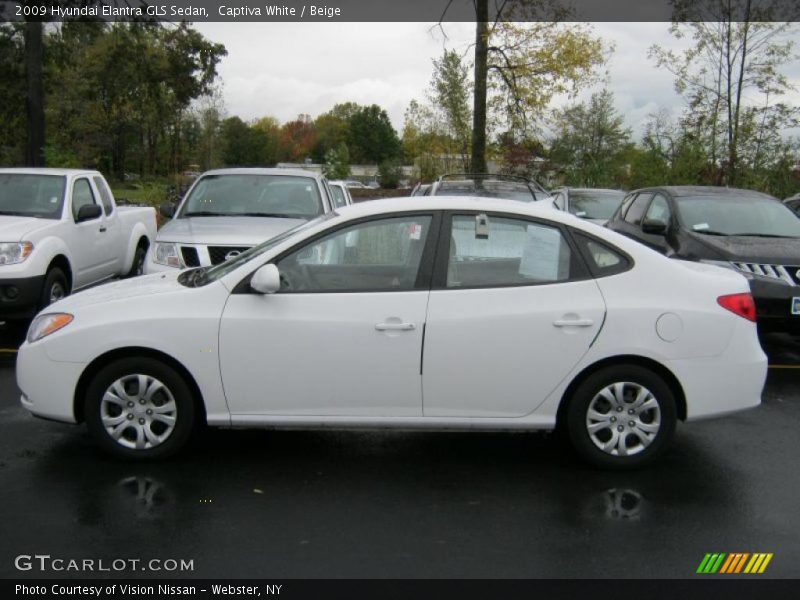 Captiva White / Beige 2009 Hyundai Elantra GLS Sedan