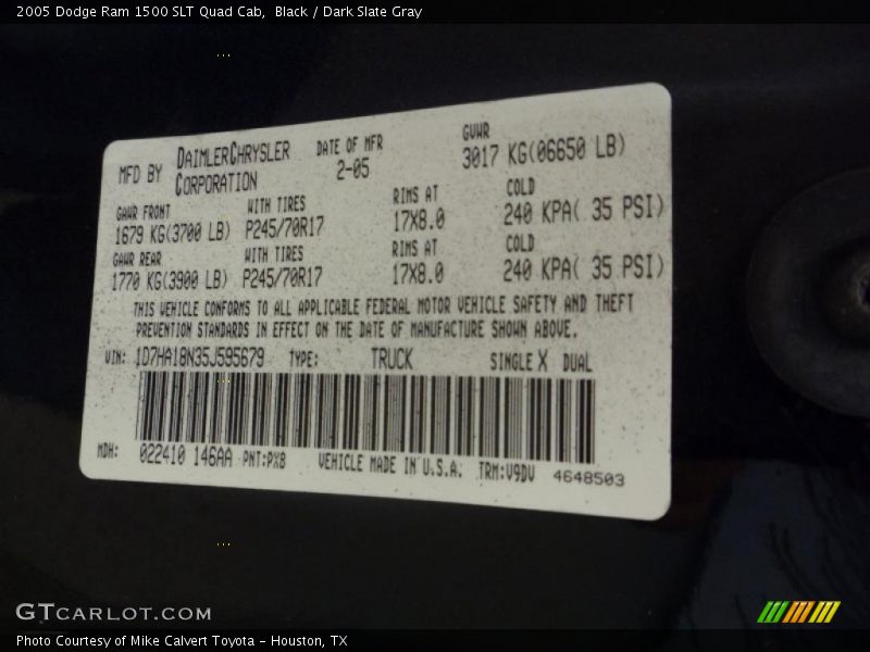 Black / Dark Slate Gray 2005 Dodge Ram 1500 SLT Quad Cab