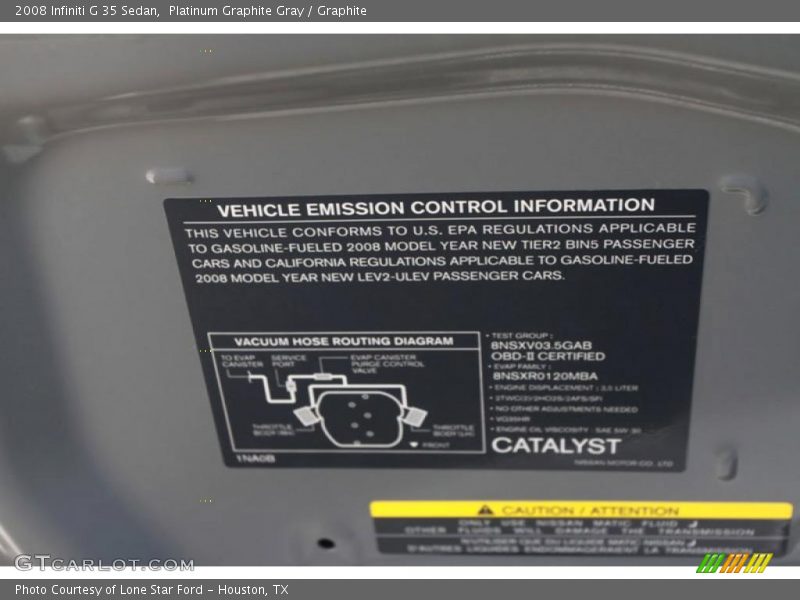 Platinum Graphite Gray / Graphite 2008 Infiniti G 35 Sedan