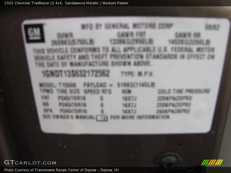Sandalwood Metallic / Medium Pewter 2003 Chevrolet TrailBlazer LS 4x4