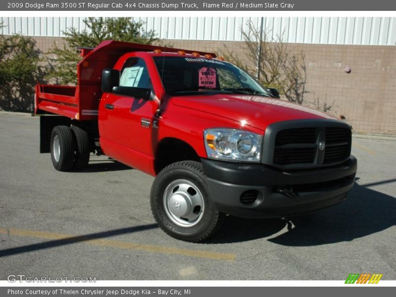 Flame Red / Medium Slate Gray 2009 Dodge Ram 3500 ST Regular Cab 4x4 Chassis Dump Truck