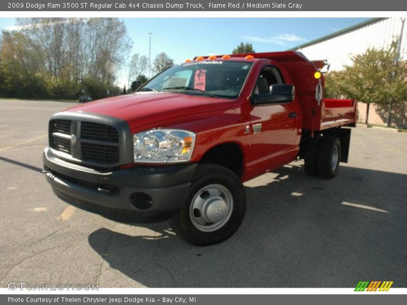 Flame Red / Medium Slate Gray 2009 Dodge Ram 3500 ST Regular Cab 4x4 Chassis Dump Truck