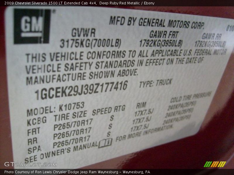 Deep Ruby Red Metallic / Ebony 2009 Chevrolet Silverado 1500 LT Extended Cab 4x4