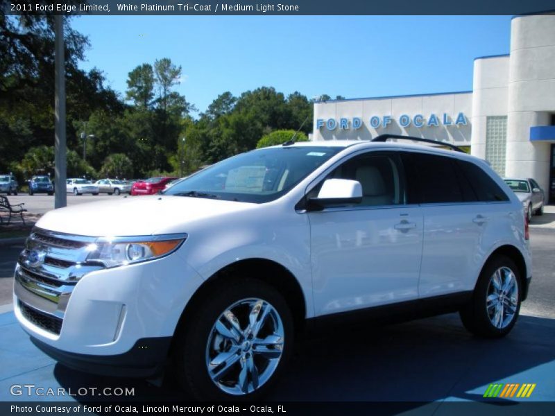 White Platinum Tri-Coat / Medium Light Stone 2011 Ford Edge Limited