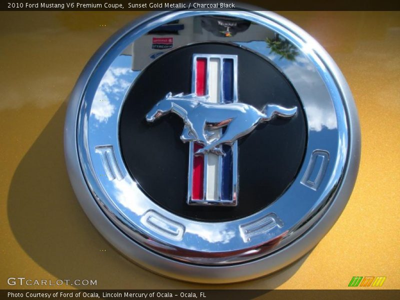 Sunset Gold Metallic / Charcoal Black 2010 Ford Mustang V6 Premium Coupe