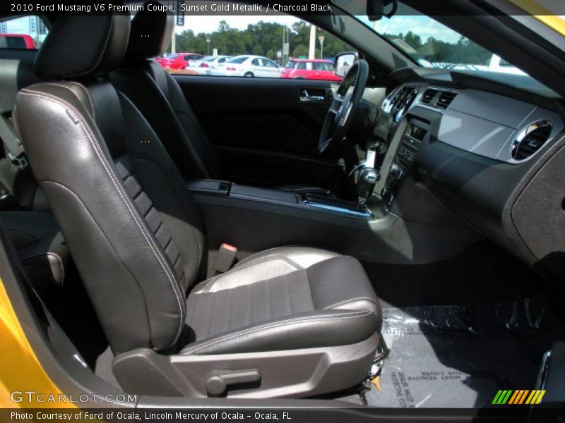 Sunset Gold Metallic / Charcoal Black 2010 Ford Mustang V6 Premium Coupe