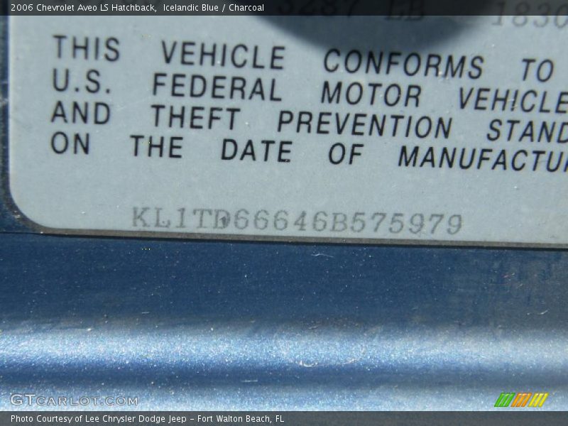 Icelandic Blue / Charcoal 2006 Chevrolet Aveo LS Hatchback
