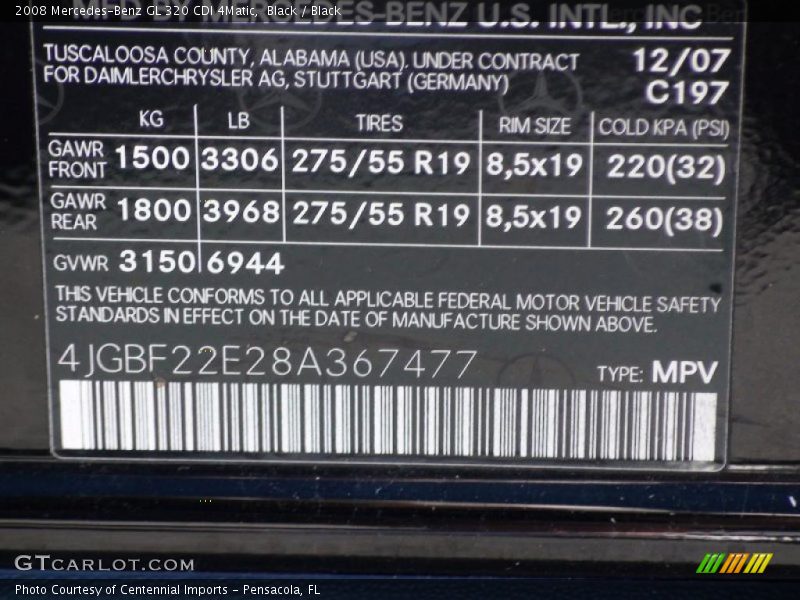 Black / Black 2008 Mercedes-Benz GL 320 CDI 4Matic