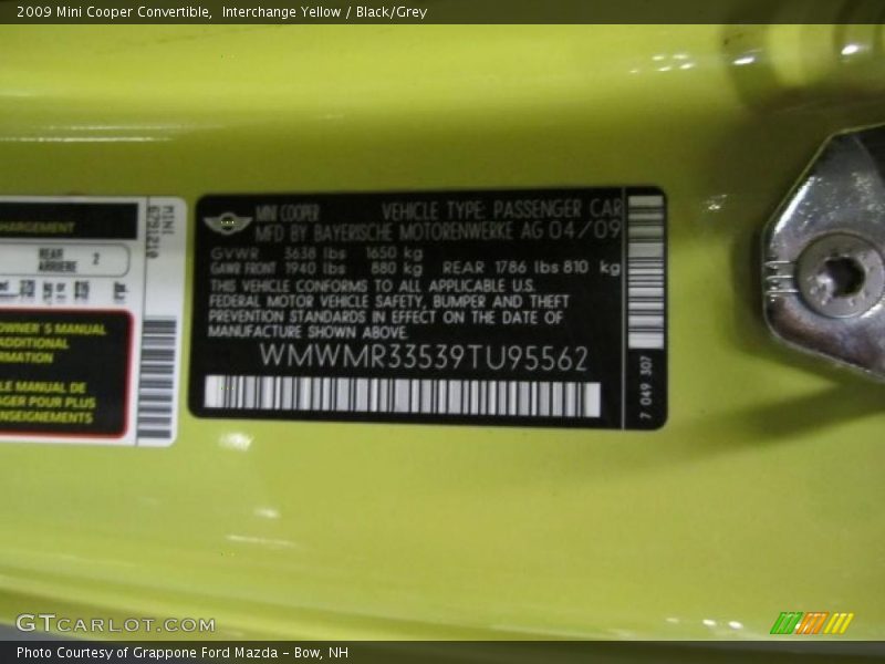 Interchange Yellow / Black/Grey 2009 Mini Cooper Convertible