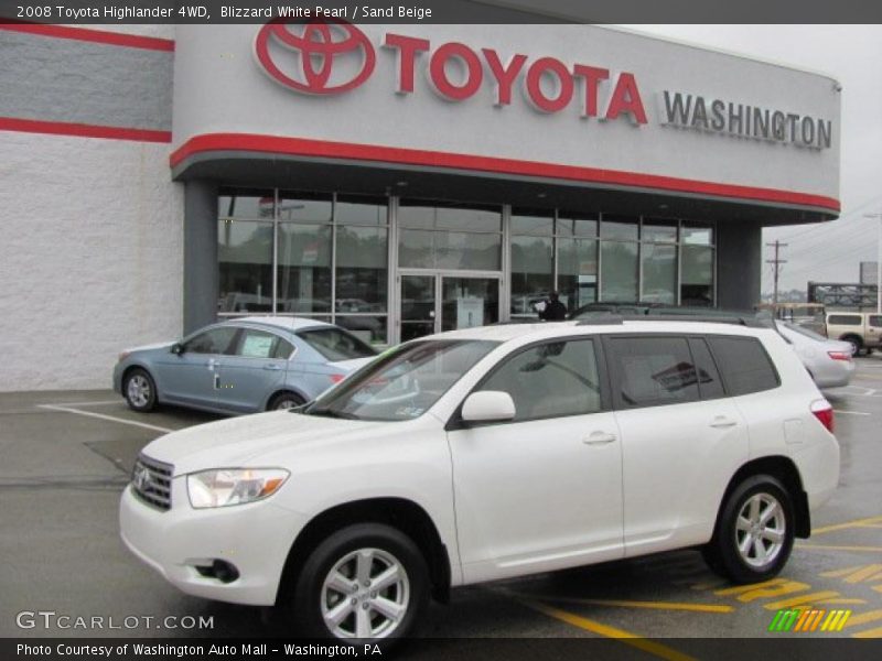 Blizzard White Pearl / Sand Beige 2008 Toyota Highlander 4WD