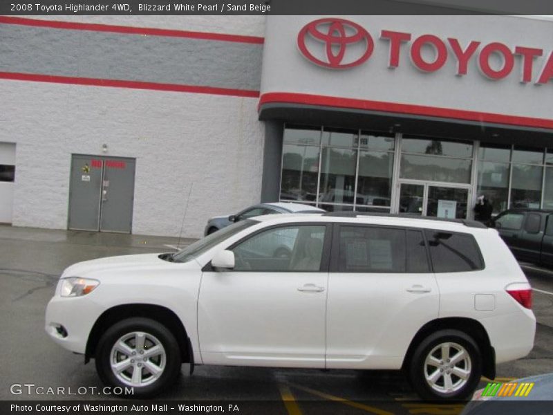 Blizzard White Pearl / Sand Beige 2008 Toyota Highlander 4WD