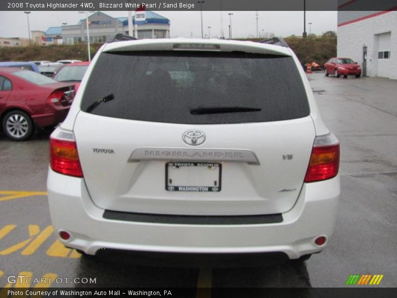 Blizzard White Pearl / Sand Beige 2008 Toyota Highlander 4WD
