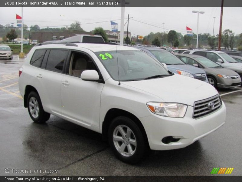 Blizzard White Pearl / Sand Beige 2008 Toyota Highlander 4WD