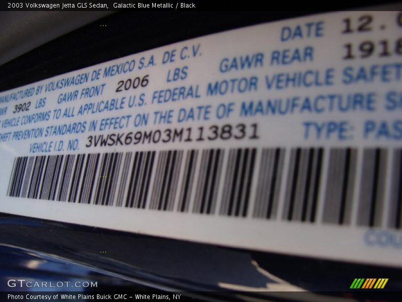 Galactic Blue Metallic / Black 2003 Volkswagen Jetta GLS Sedan