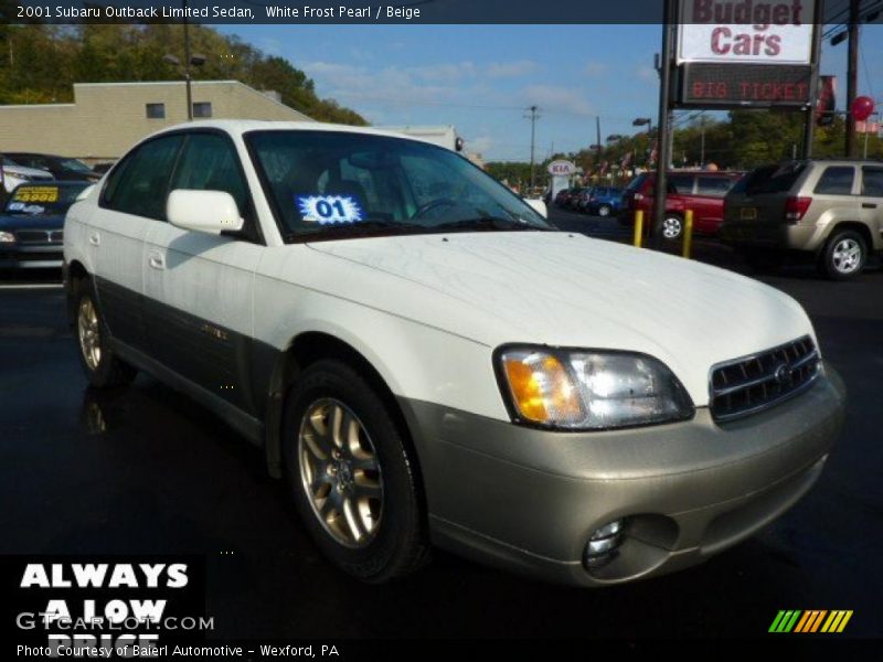 White Frost Pearl / Beige 2001 Subaru Outback Limited Sedan