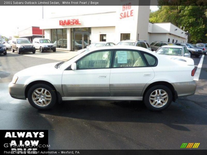 White Frost Pearl / Beige 2001 Subaru Outback Limited Sedan