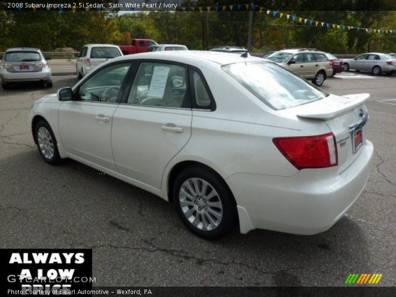 Satin White Pearl / Ivory 2008 Subaru Impreza 2.5i Sedan
