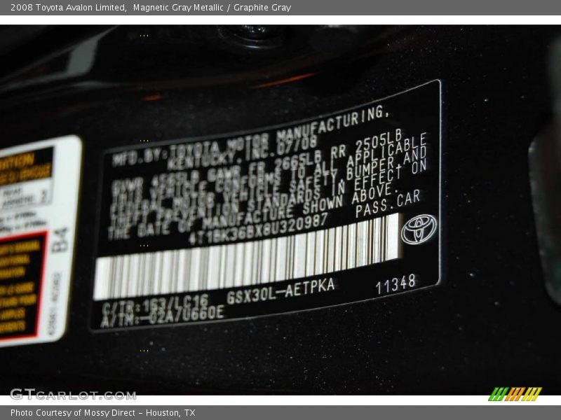 Magnetic Gray Metallic / Graphite Gray 2008 Toyota Avalon Limited