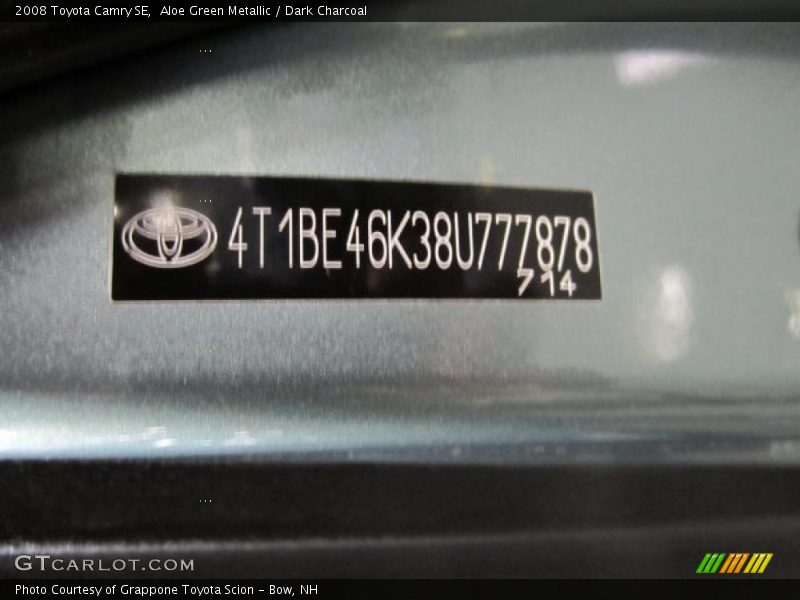 Aloe Green Metallic / Dark Charcoal 2008 Toyota Camry SE