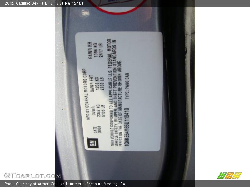 Blue Ice / Shale 2005 Cadillac DeVille DHS