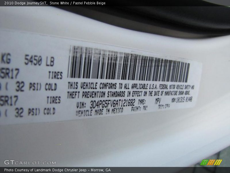 Stone White / Pastel Pebble Beige 2010 Dodge Journey SXT