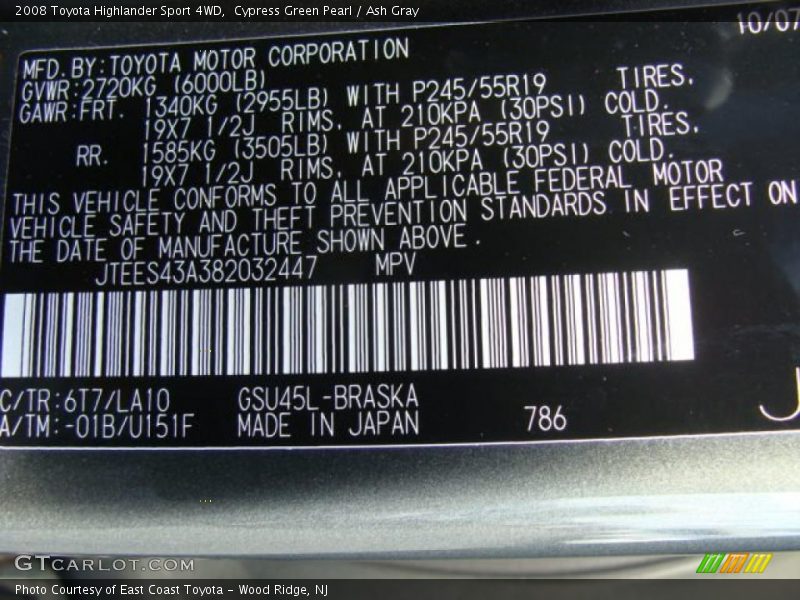 Cypress Green Pearl / Ash Gray 2008 Toyota Highlander Sport 4WD