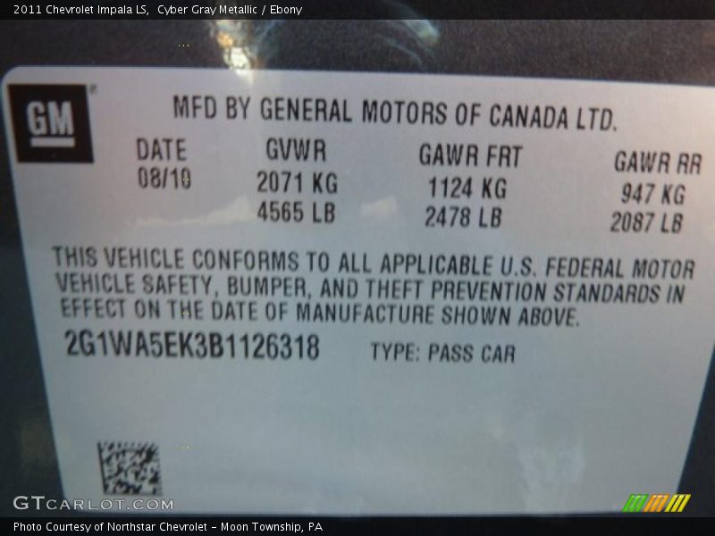 Cyber Gray Metallic / Ebony 2011 Chevrolet Impala LS