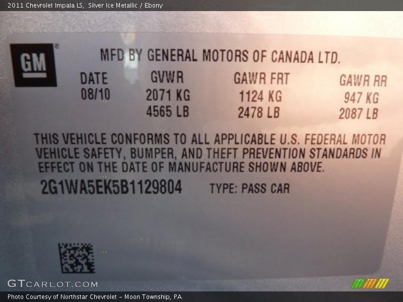 Silver Ice Metallic / Ebony 2011 Chevrolet Impala LS
