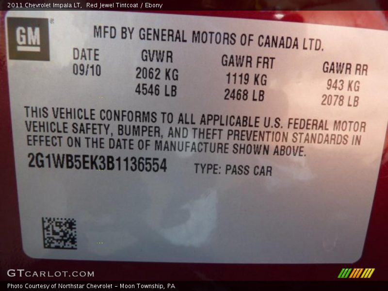 Red Jewel Tintcoat / Ebony 2011 Chevrolet Impala LT