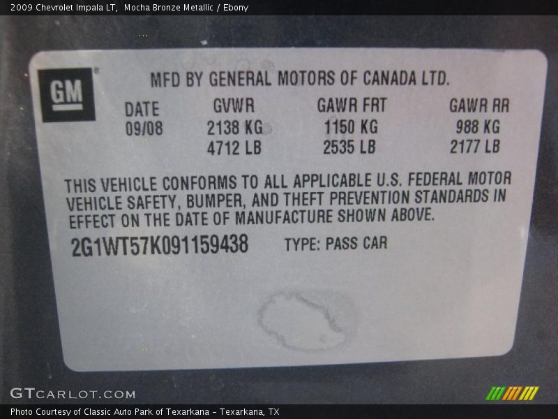 Mocha Bronze Metallic / Ebony 2009 Chevrolet Impala LT