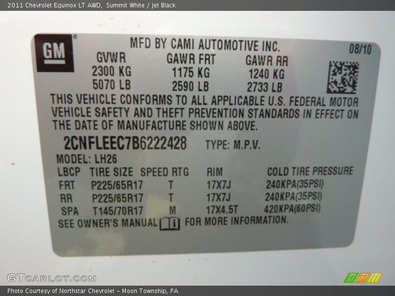 Summit White / Jet Black 2011 Chevrolet Equinox LT AWD
