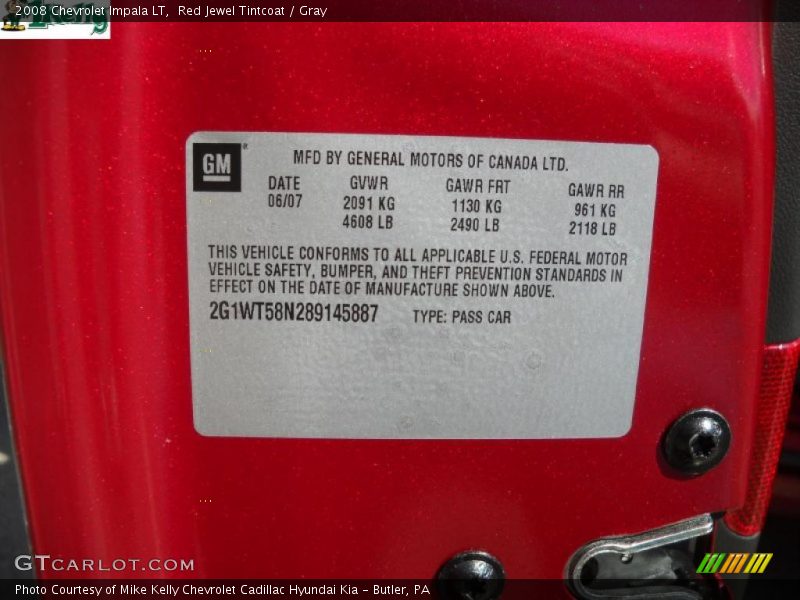 Red Jewel Tintcoat / Gray 2008 Chevrolet Impala LT