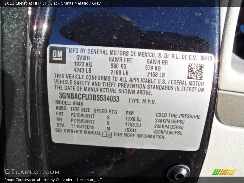 Black Granite Metallic / Gray 2011 Chevrolet HHR LT