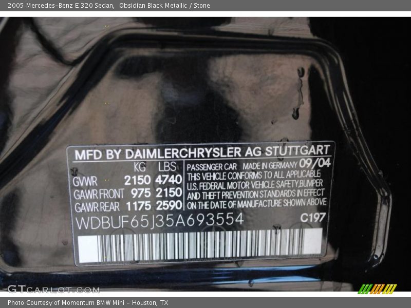 Obsidian Black Metallic / Stone 2005 Mercedes-Benz E 320 Sedan