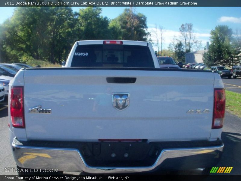 Bright White / Dark Slate Gray/Medium Graystone 2011 Dodge Ram 3500 HD Big Horn Crew Cab 4x4 Dually