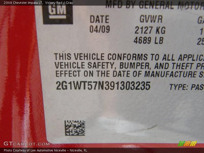 Victory Red / Gray 2009 Chevrolet Impala LT