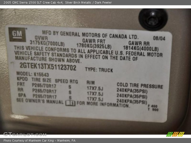 Silver Birch Metallic / Dark Pewter 2005 GMC Sierra 1500 SLT Crew Cab 4x4