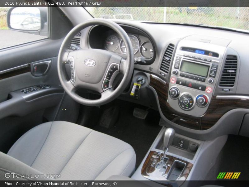 Pearl White / Gray 2010 Hyundai Santa Fe GLS 4WD