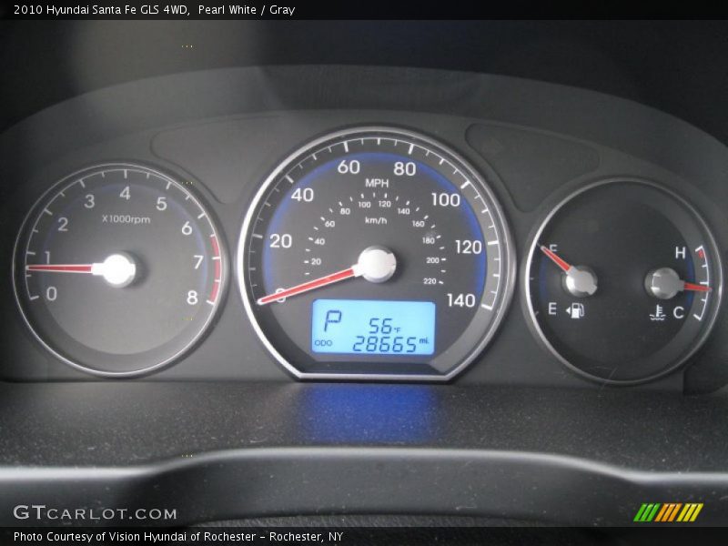 Pearl White / Gray 2010 Hyundai Santa Fe GLS 4WD