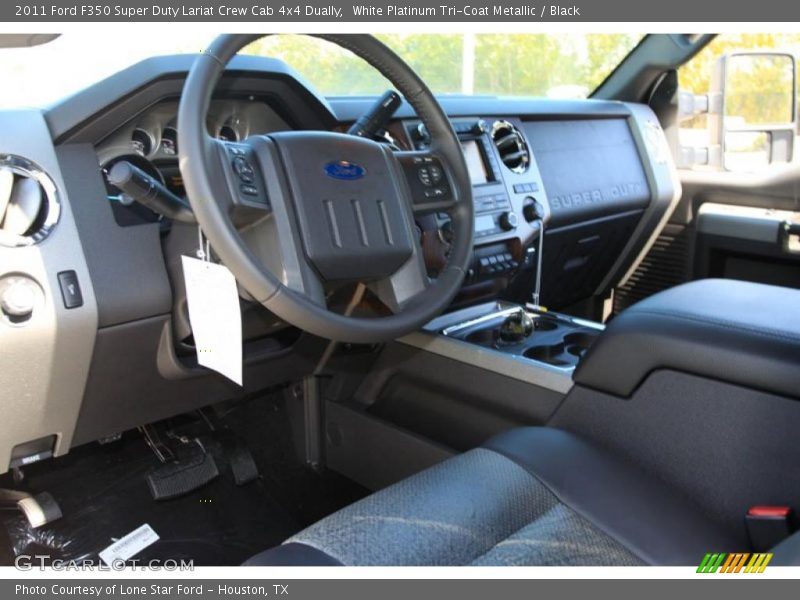 White Platinum Tri-Coat Metallic / Black 2011 Ford F350 Super Duty Lariat Crew Cab 4x4 Dually