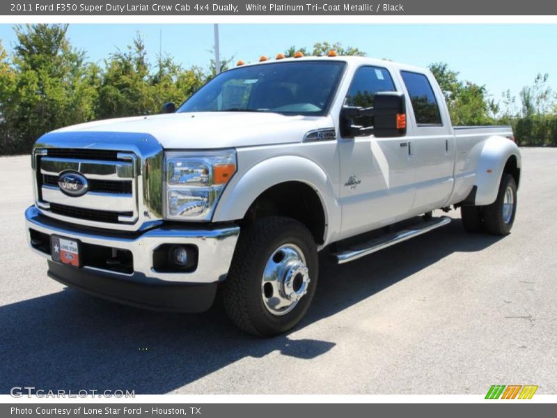 White Platinum Tri-Coat Metallic / Black 2011 Ford F350 Super Duty Lariat Crew Cab 4x4 Dually