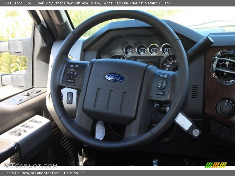 White Platinum Tri-Coat Metallic / Black 2011 Ford F350 Super Duty Lariat Crew Cab 4x4 Dually