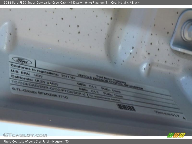 Info Tag of 2011 F350 Super Duty Lariat Crew Cab 4x4 Dually