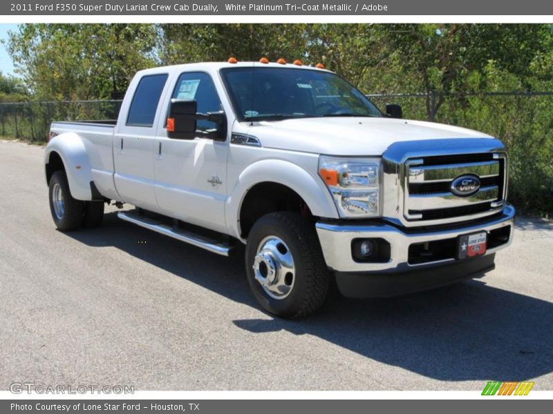 White Platinum Tri-Coat Metallic / Adobe 2011 Ford F350 Super Duty Lariat Crew Cab Dually