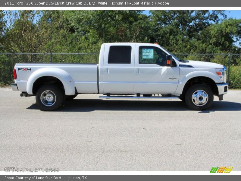 White Platinum Tri-Coat Metallic / Adobe 2011 Ford F350 Super Duty Lariat Crew Cab Dually