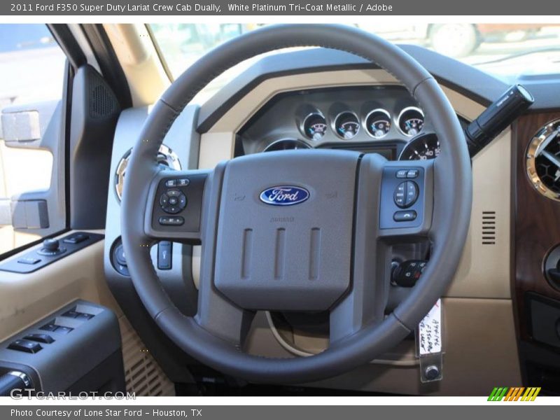 White Platinum Tri-Coat Metallic / Adobe 2011 Ford F350 Super Duty Lariat Crew Cab Dually