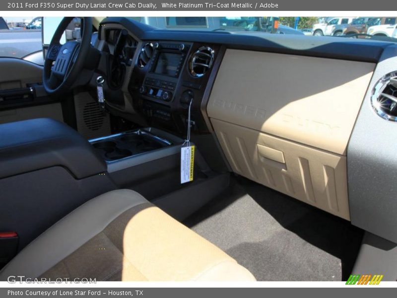 White Platinum Tri-Coat Metallic / Adobe 2011 Ford F350 Super Duty Lariat Crew Cab Dually