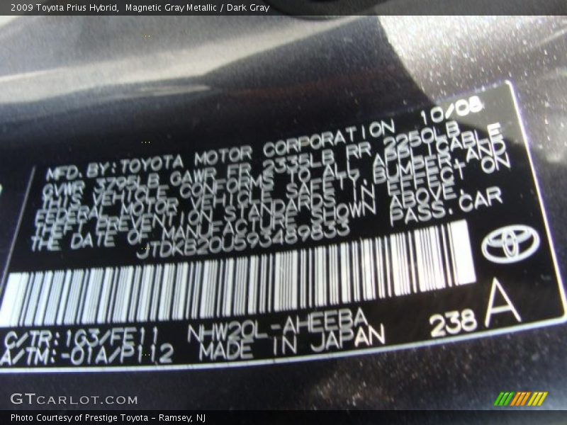 Magnetic Gray Metallic / Dark Gray 2009 Toyota Prius Hybrid