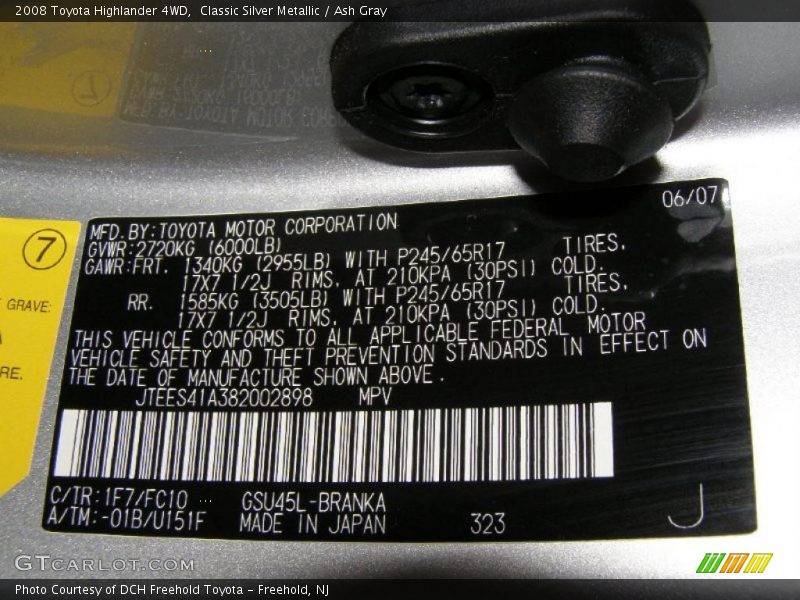 Classic Silver Metallic / Ash Gray 2008 Toyota Highlander 4WD