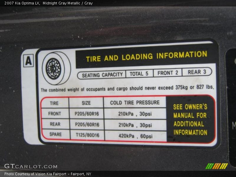 Midnight Gray Metallic / Gray 2007 Kia Optima LX